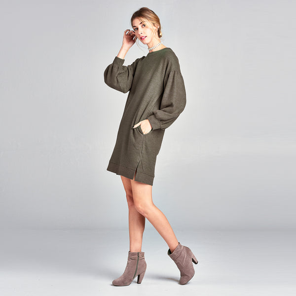 Love Kuza Puff Sleeve Sweater Dress Black / Small (2-6)