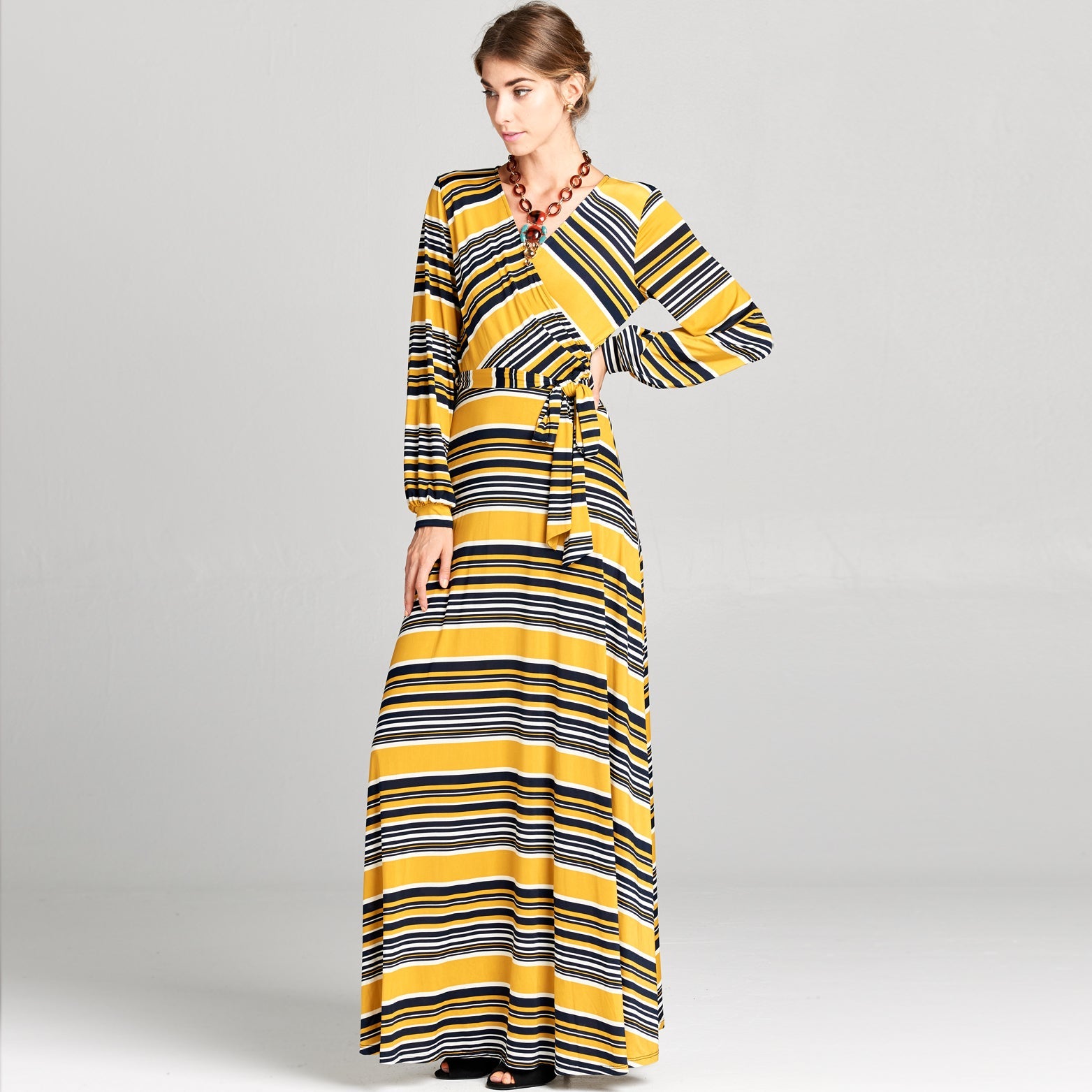 Cuffed Sleeve Venechia Stripe Dress - Love, Kuza