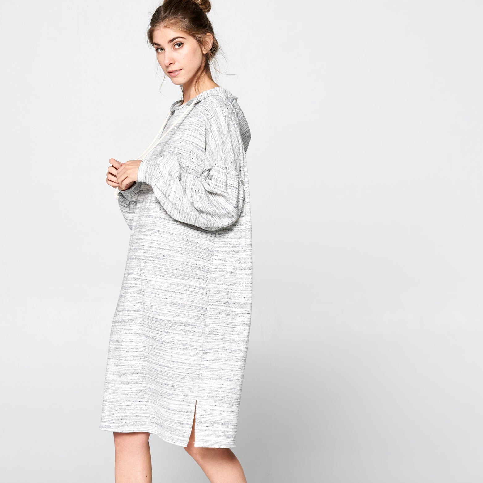 Love Kuza Oversized Marled Sweatshirt Dress Marled Grey / Medium (8-10)