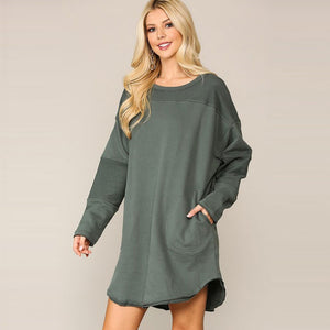 The Sweatshirt Pocket Dress | Dress | Above the knee, casual and every day sweater dress, casual and everyday dress, casual sweater dress, comfortable sweater dress, comfy sweater dress, cozy sweater dress, drawstring dress, drawstring sweater, dress, drop shoulder sleeve dress, everyday dress, Fall2022, french terry dress, Long Sleeve Dress, long sleeve sweater dress, new arrivals, oversize sweater dress, pretty dress, sweater dress, sweater dress with pockets | Love, Kuza