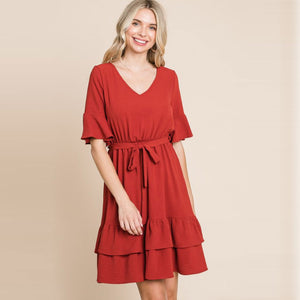 red peasant dress Love Kuza Ruffled Sleeve Tier Peasant Dress Black / Large (10-12)