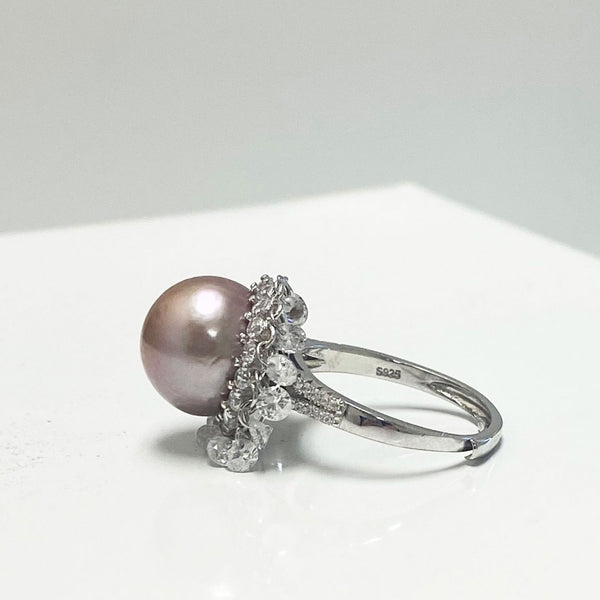 Avery Fresh Water Pearl Ring with Dancing Stones