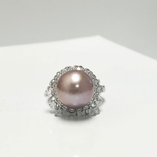 Avery Fresh Water Pearl Ring with Dancing Stones