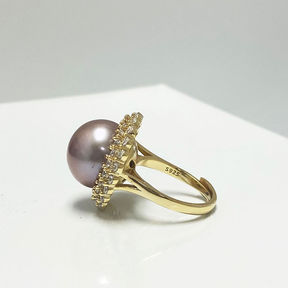 Adele Fresh Water Pearl Ring with Circlet of Stones