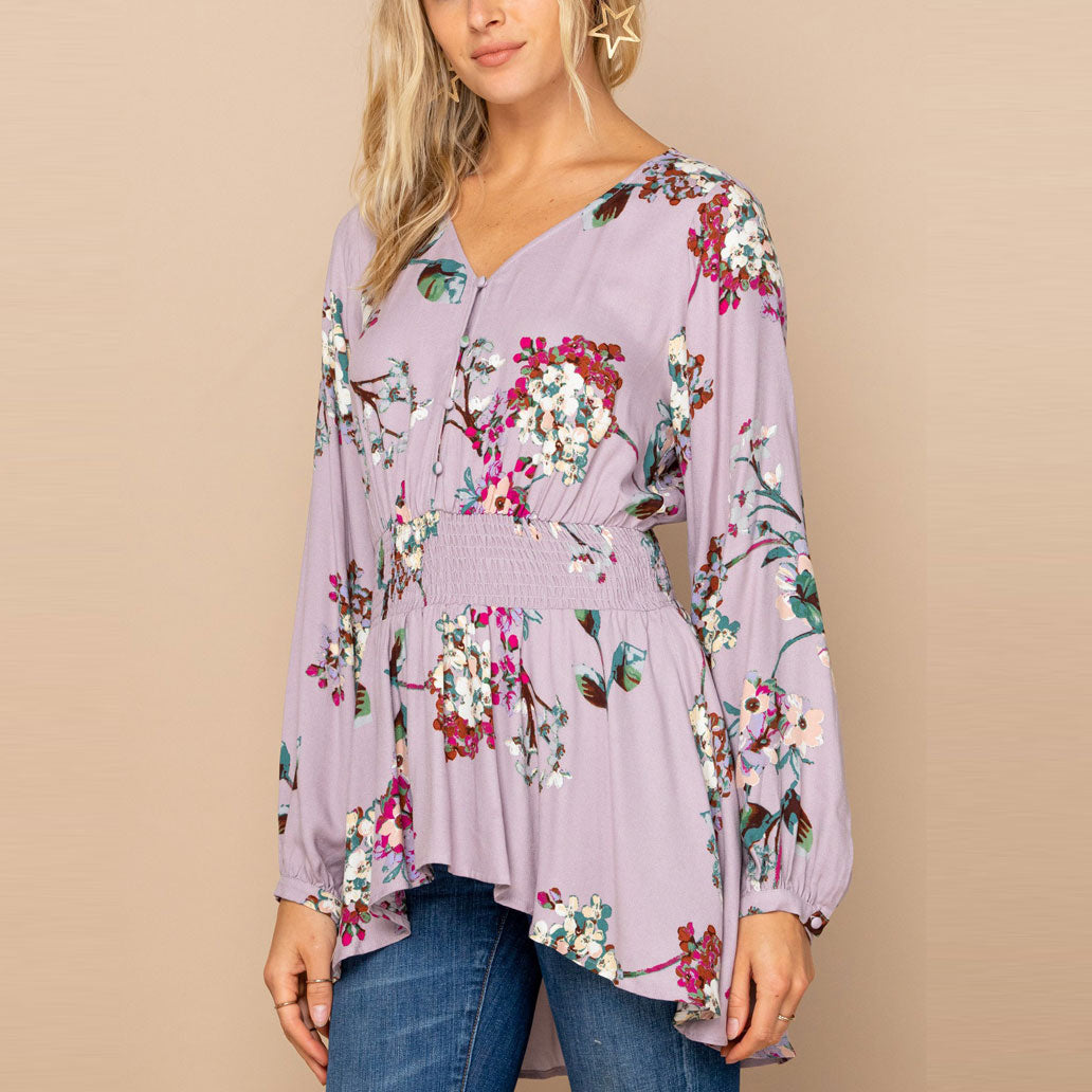 Floral Smocked Flowy Blouse