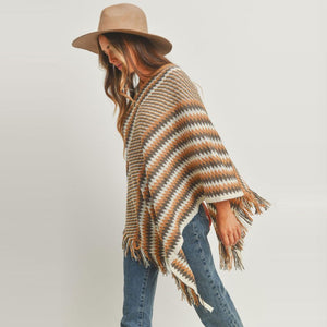 Classic Vneck Heavy Knit Poncho Top