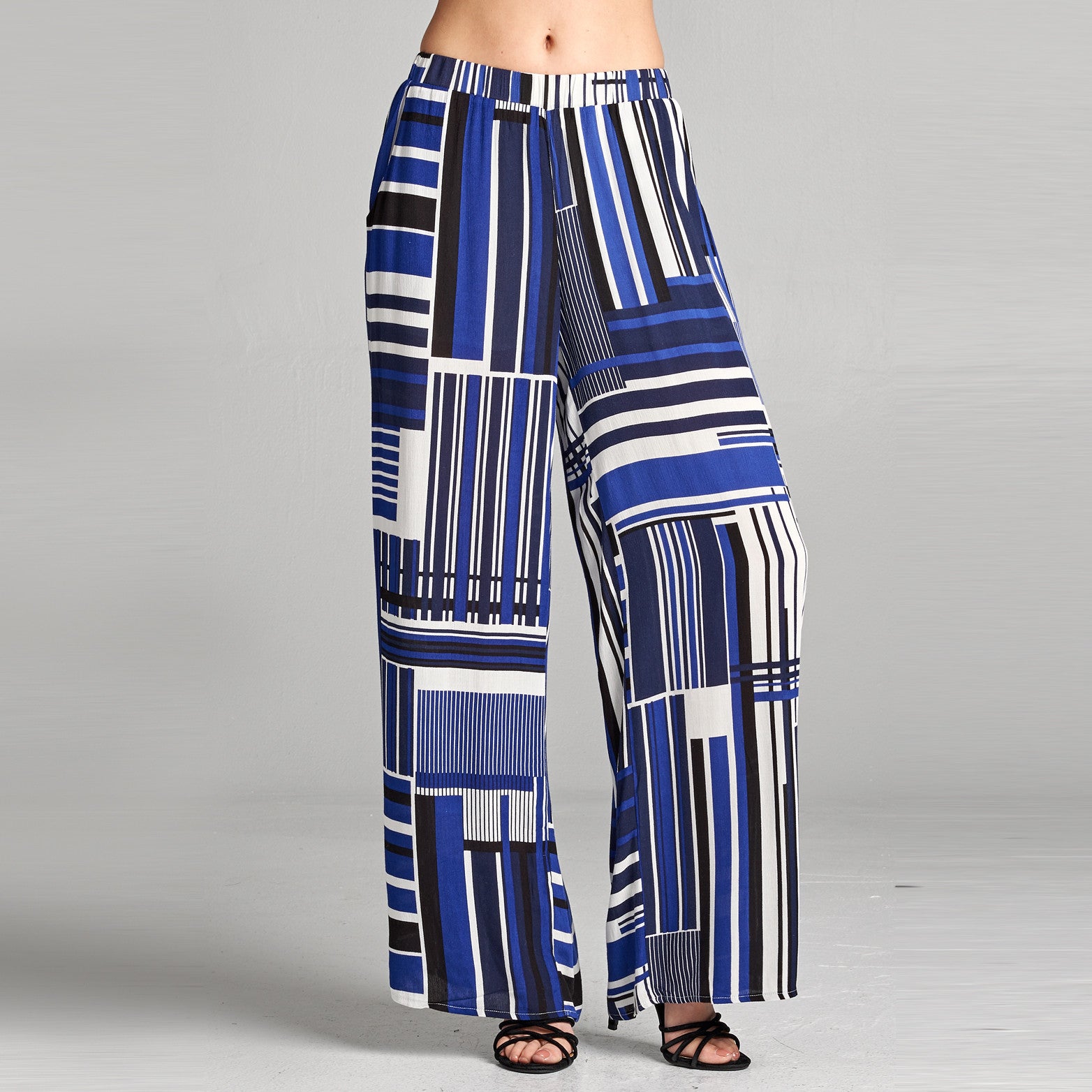 Abstract Stripe Wide Leg Pants | Pants | Abstract Striped Palazzo Pants, baby blue, blue, bottoms, culottes, green, lime, navy, oversize, palazzo, pants, spring, summer, Summer2019, transition, wide leg, yellow | Love, Kuza