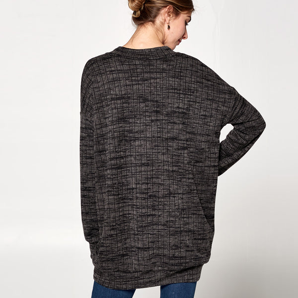 Relaxed Fit Cross-Front Sweater - Love, Kuza