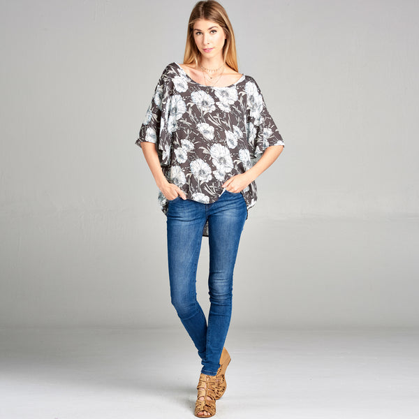 Butterfly Sleeve Floral Top - Love, Kuza