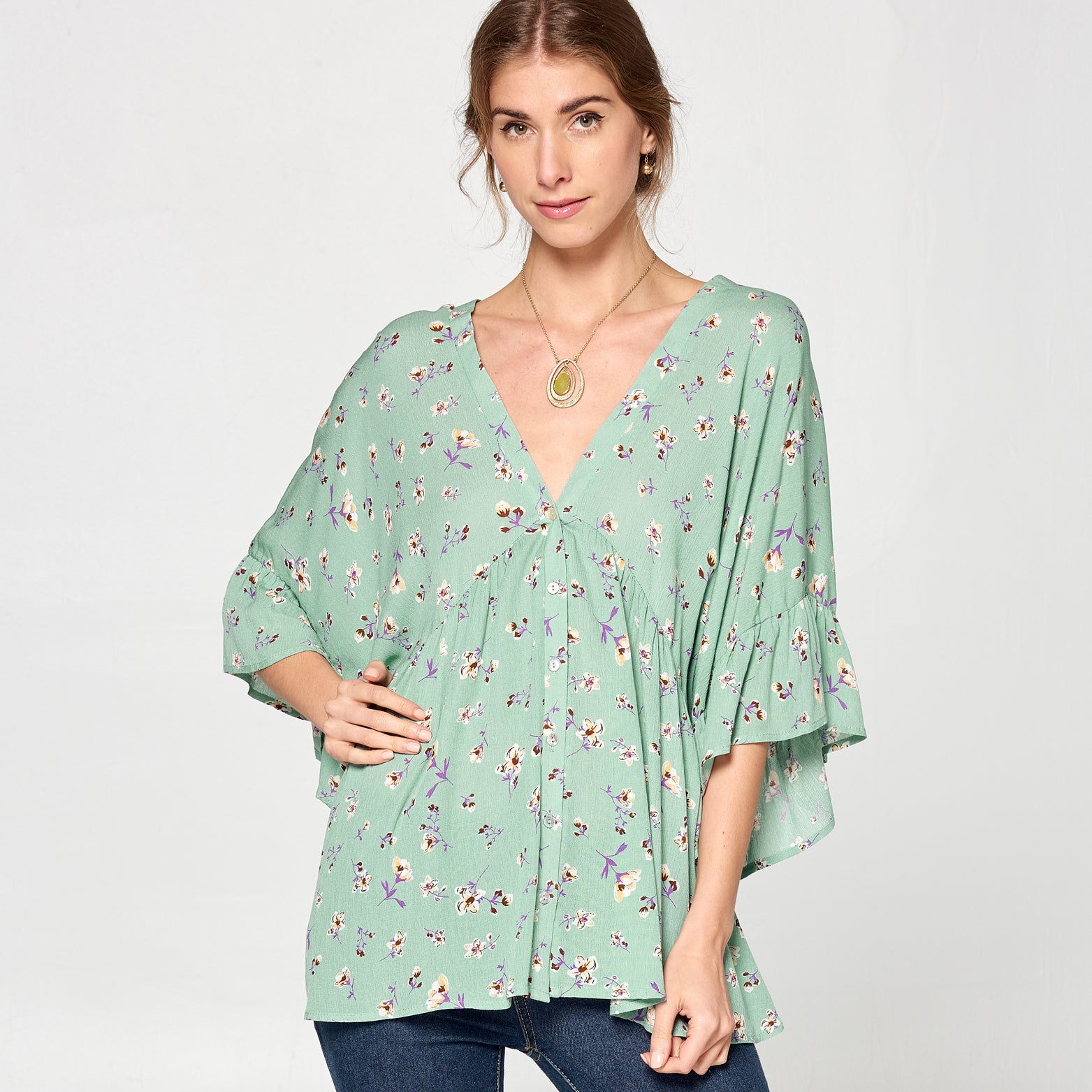 Calico Floral Woven Top - Love, Kuza