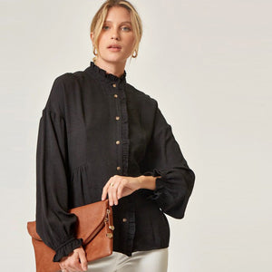 Ruffled Allure Button-up Blouse