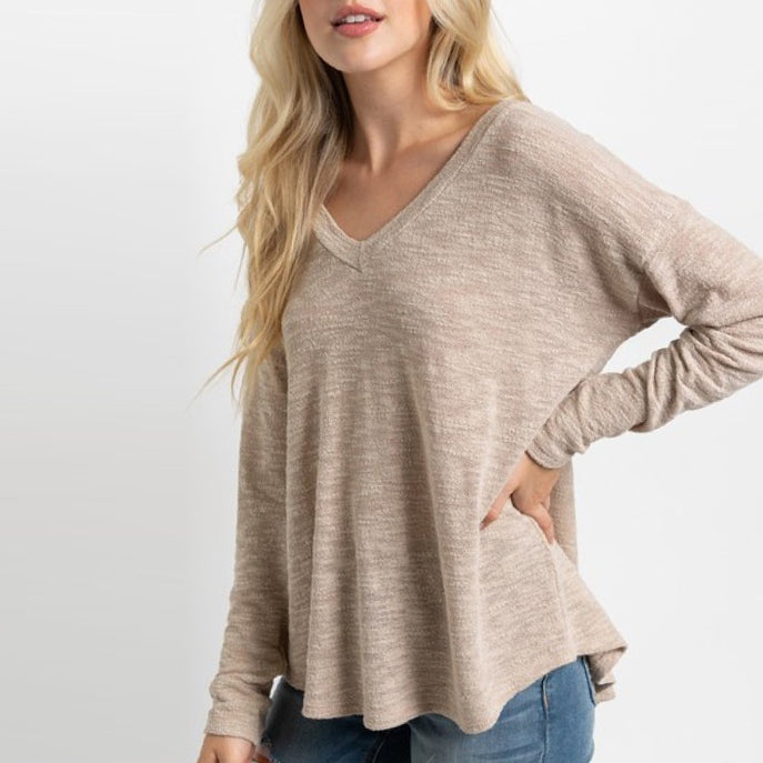 Oversize Long Sleeve Top | Fashion Top | baby doll back long sleeve top, dolman sleeve top, Fall2022, long sleeve light sweater top, long sleeve top, love kuza, new arrivals, oversize long sleeve top, oversize top, Oversize Tunic, slub knit top, soft fabric top, solid top, Spring2022, v neck top | Love, Kuza