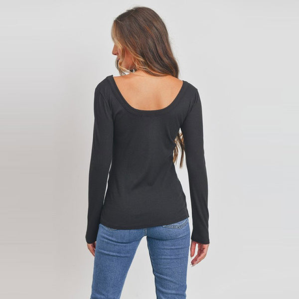 Soft Ribbed Scoop Neck Top