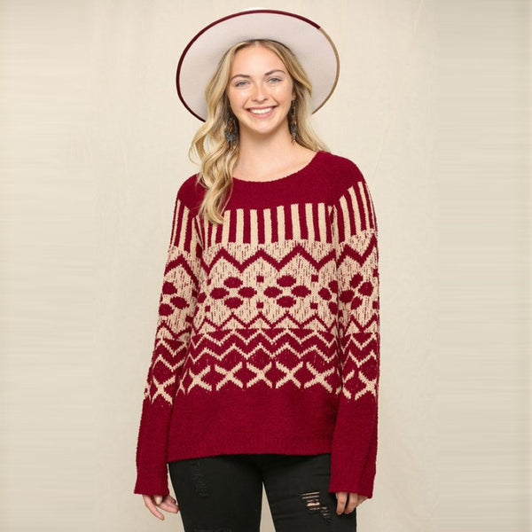 Geo Fair Isle Crewneck Sweater