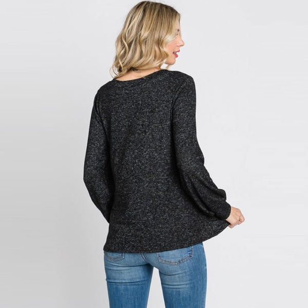Vneck Button Sweater Knit Top
