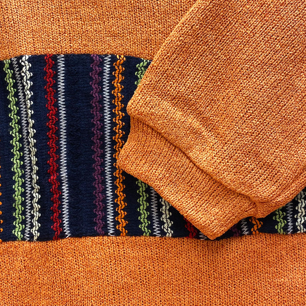 Striped-Block Pullover Sweater